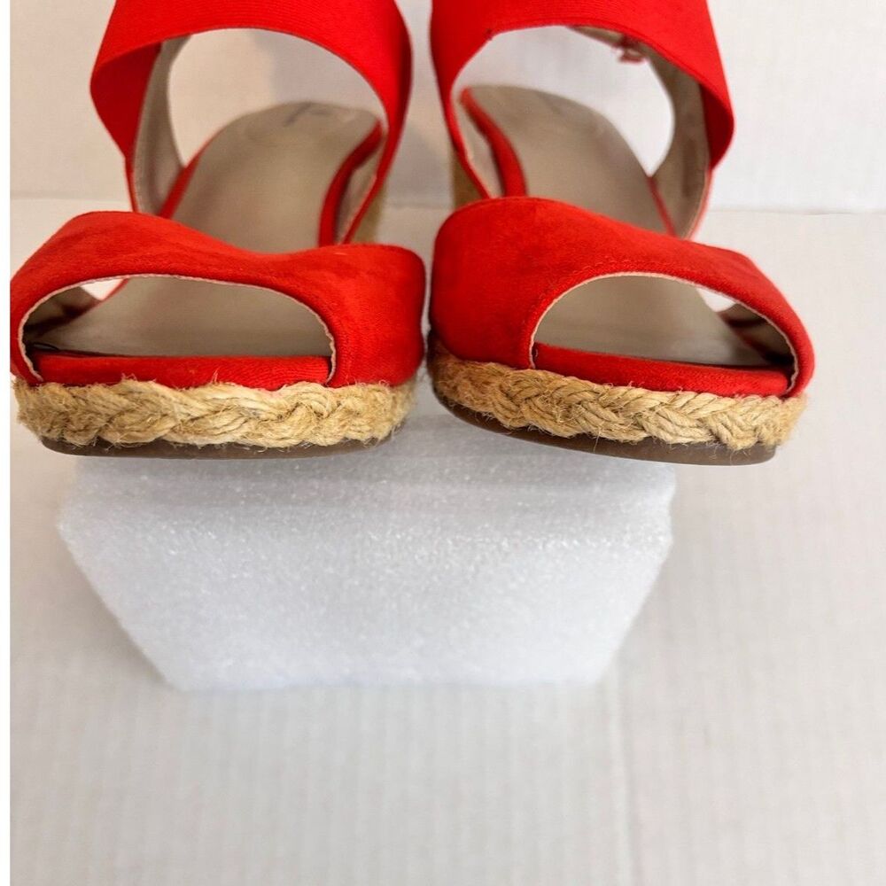 BANDOLINO Red Wedge Women's Espadrille Open Sling Back Open Toe Sandals 9M - Picture 3 of 9